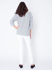 Jewels and Gold Knit Sweater – Pale Grey