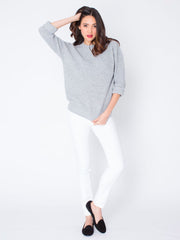 Jewels and Gold Knit Sweater – Pale Grey