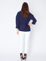 Jewels and Gold Knit Sweater – Navy