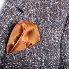 Trumpets Printed Silk Pocket Square by Ferrucci Milano 