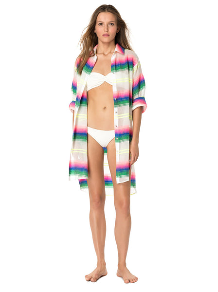 Rainbow Stripe Gauze Cover Up by Mara Hoffman