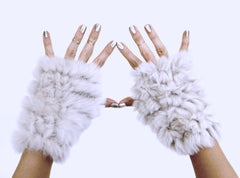 Rabbit Fur Mittens – Beige