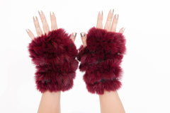 Rabbit Fur Mittens – Dark Burgundy