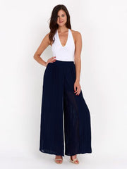 Navy Pleated Pants by Deby Debo