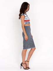 Laser Cut Neoprene Skirt by Clover Canyon- Grey