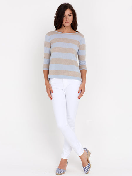 Pearl Back Stripe Sweater