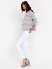 Pearl Back Stripe Sweater