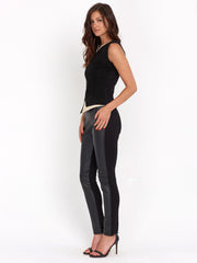 Side Zip Leather Front Pant