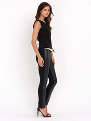 Side Zip Leather Front Pant