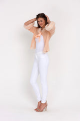 1930s Peach silk and swan down cardigan