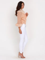 1930s Peach silk and swan down cardigan