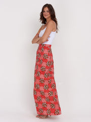 1970s Red quilted maxi skirt