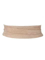 Beige Leather Wrap Belt