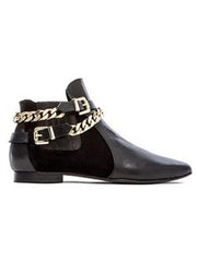 Black Leather “Amy” Ankle Boots with Gold Chain by Chiara Ferragni 