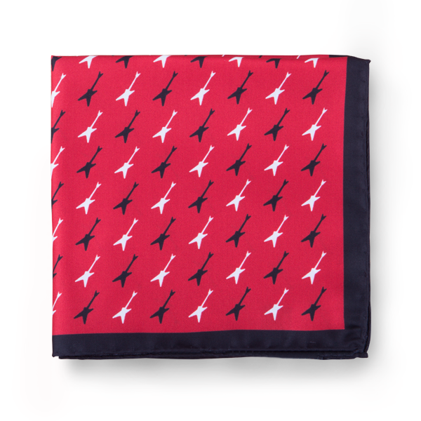 Guitar Printed Silk Pocket Square by Ferrucci Milano 