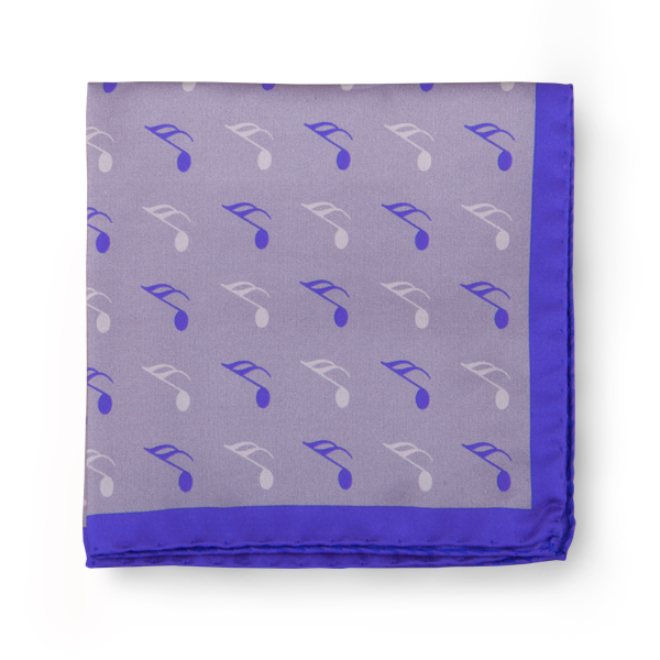 Music Notes Printed Silk Pocket Square by Ferrucci Milano 