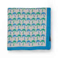 Palms Printed Linen Pocket Square by Ferrucci Milano 