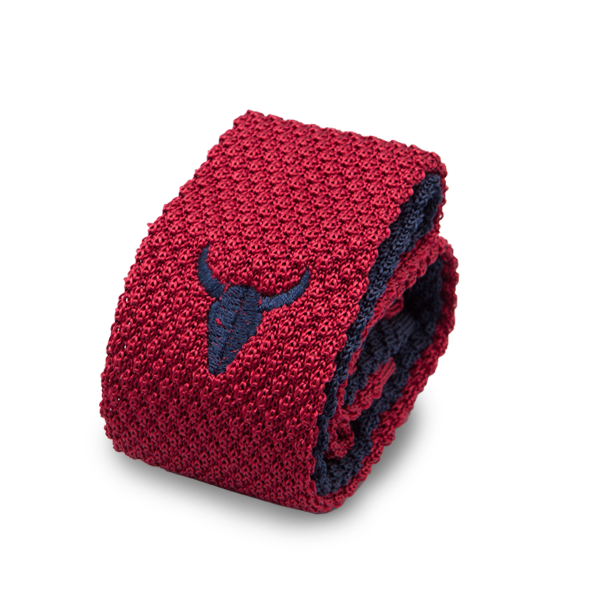 Skull Embroidered Cotton Tricot Tie by Ferrucci Milano 