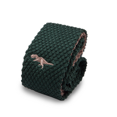 T-Rex Embroidered Cotton Tricot Tie by Ferrucci Milano 
